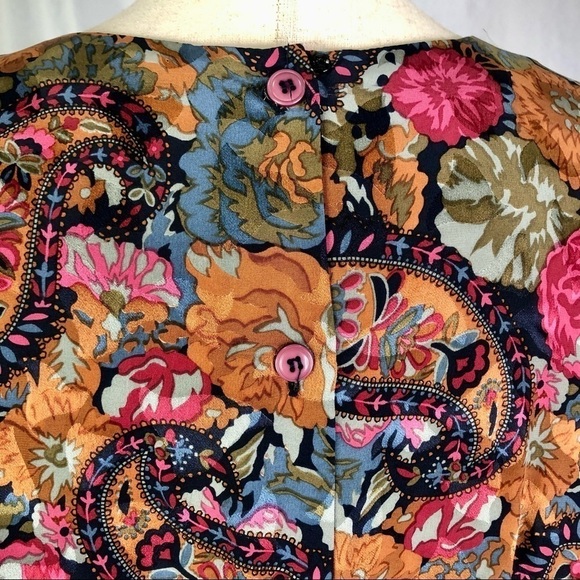 Vintage 1980s 80s Marvin Singer for Depeche Mode silk dress floral paisley 8/38 - Picture 9 of 12